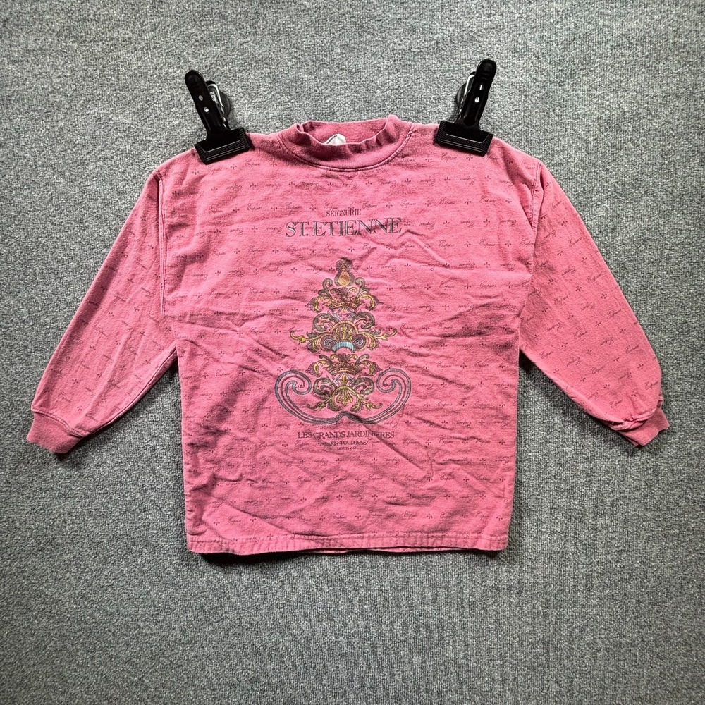 Vintage Express Sweatshirt Womens S Pink Cotton Fleece Graphic Pullover RN74231